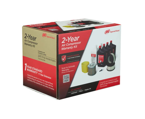 Ingersoll Rand 2-Year Air Compressor Warranty Start-Up Kit for 2475 13 HP Honda gas-powered compressor, product packaging.