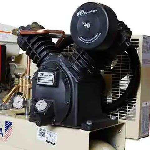 Ingersoll Rand 2475 two-stage reciprocating air compressor pump for gas-powered compressor applications, representative view.