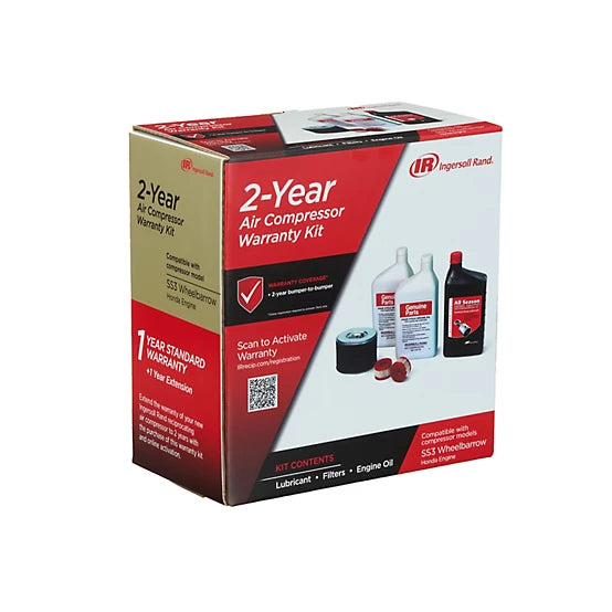 Ingersoll Rand SS3 Honda gas-powered air compressor start-up kit with lubricants and filters.