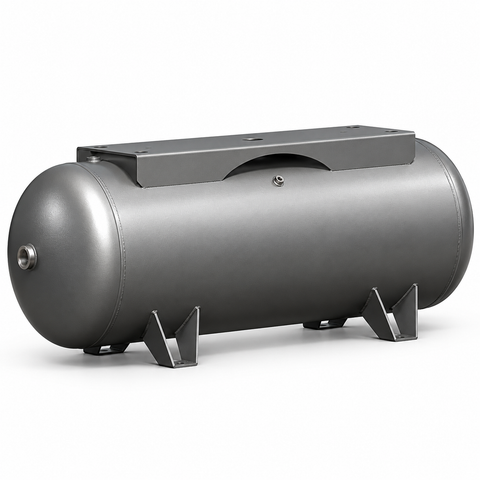 Horizontal ASME air receiver tank, representative image for Rolair compressed air storage tanks. Actual dimensions and appearance vary by capacity.