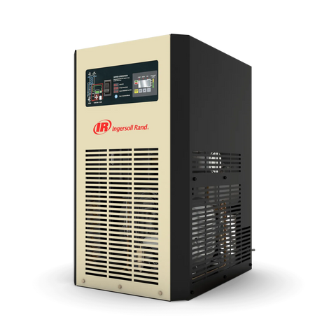 Ingersoll Rand Nirvana cycling refrigerated air dryer, angled front view showing control panel and ventilated cabinet.