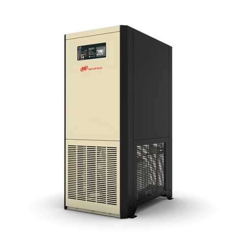 Ingersoll Rand Nirvana cycling refrigerated air dryer with tall cabinet design, angled front view showing control panel and lower ventilation grille.