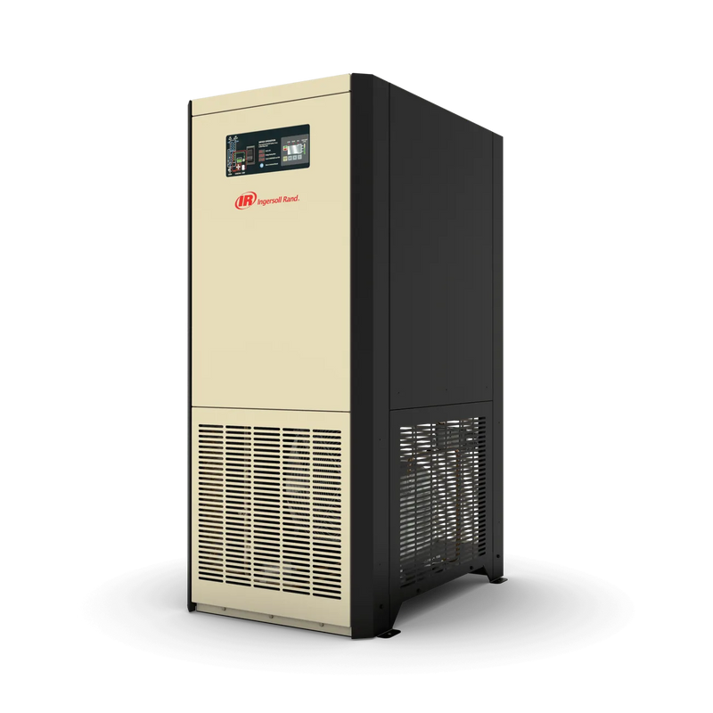 Ingersoll Rand Nirvana cycling refrigerated air dryer with tall cabinet design, angled front view showing control panel and lower ventilation grille.