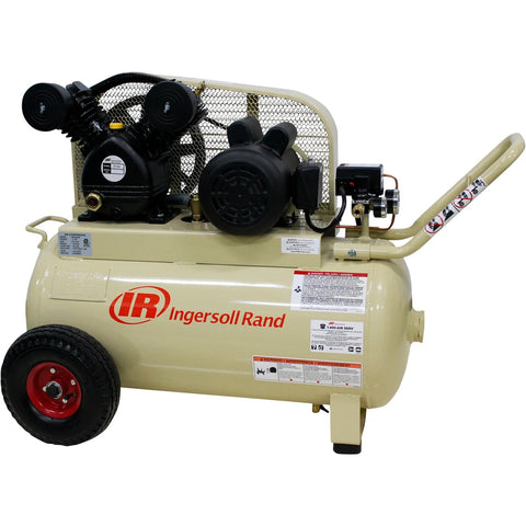 Ingersoll Rand P1.5IU-A9-H Garage Mate 2 HP single-stage electric air compressor with 20-gallon horizontal tank and wheels