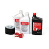 Ingersoll Rand SS3 Honda gas-powered air compressor start-up kit contents with lubricants and filters.