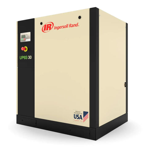 Ingersoll Rand UP6S 20–30 HP rotary screw air compressor – enclosed cabinet exterior view